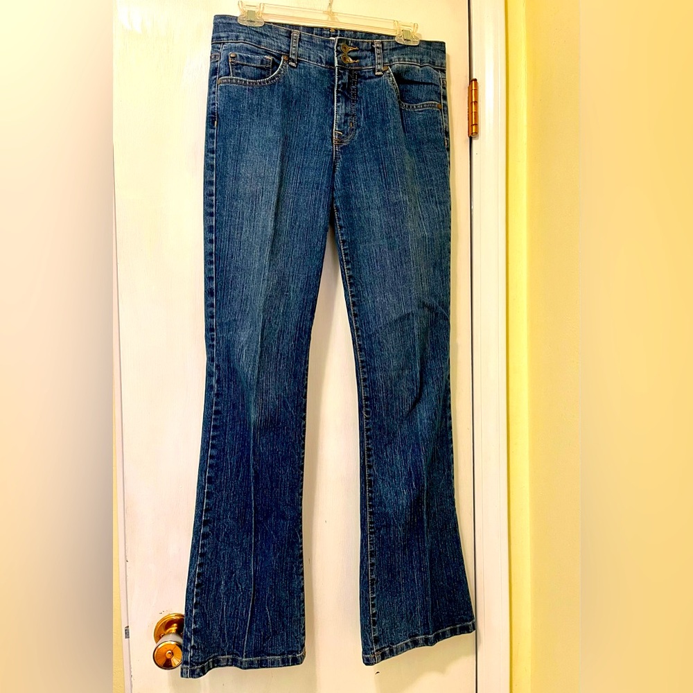 Bandolino Blu Denim Jeans Bootcut Y2K Mid Rise Size 8 (32x31)